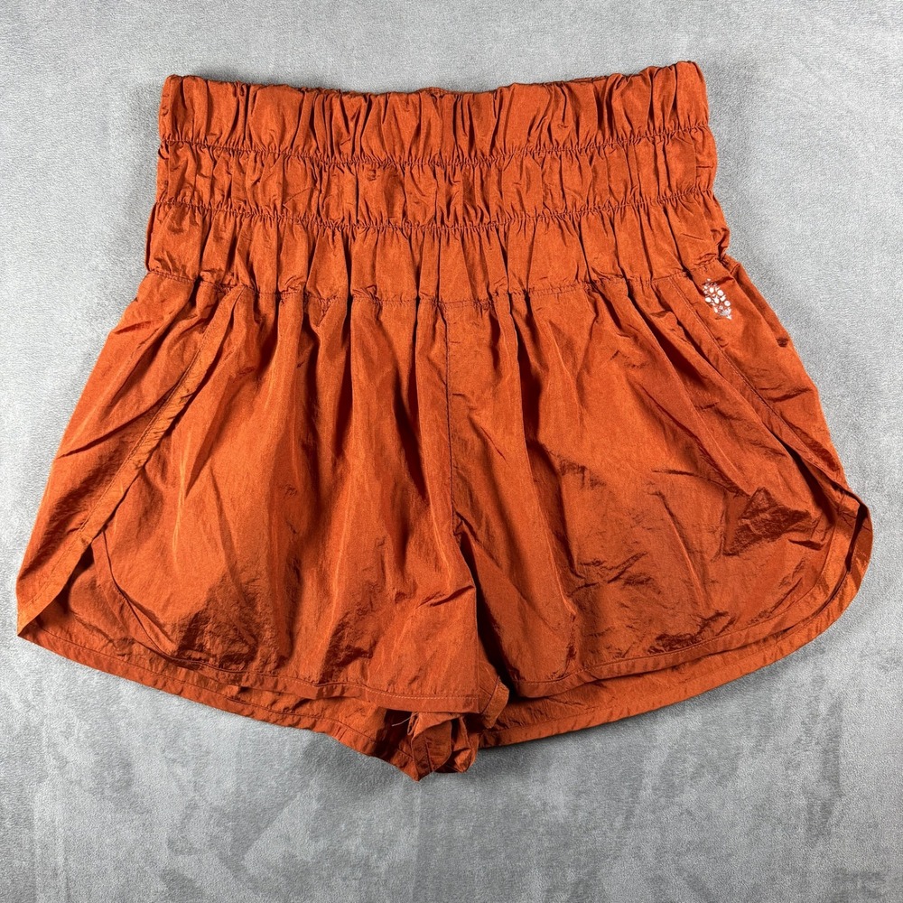 Free People Movement The Way Home Shorts Rust Orange Smocked High Rise Medium